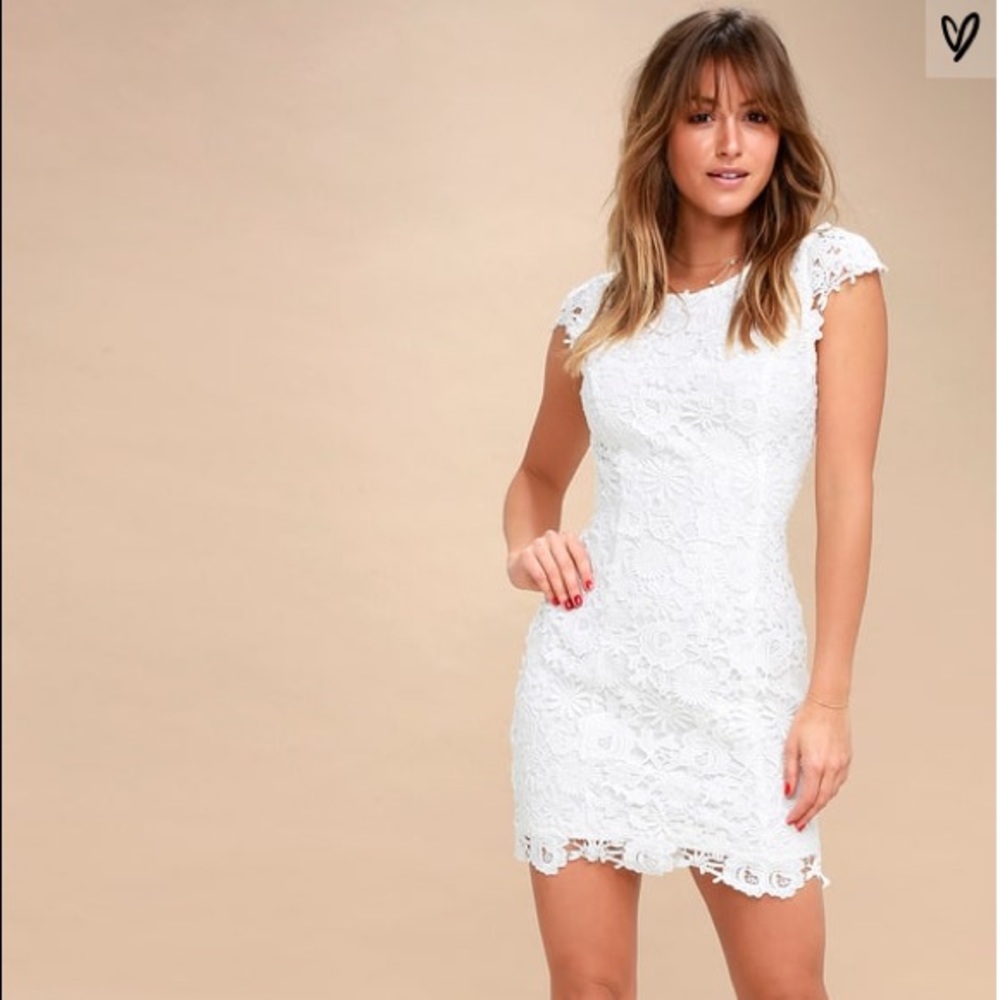 Lulu’s Romance Language White Backless Lace Dress